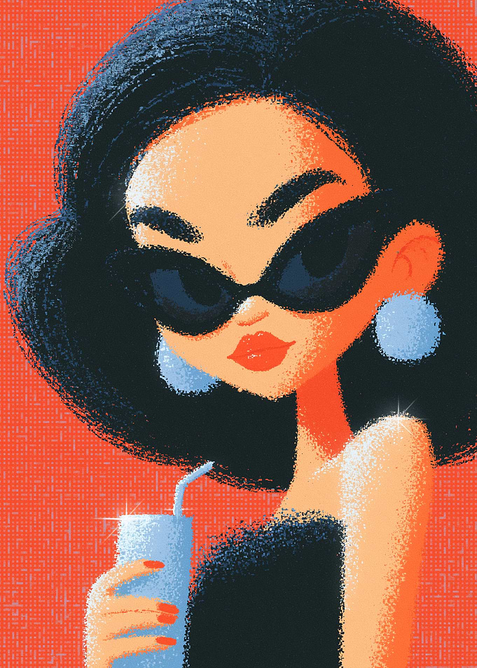 Stylish Woman with Sunglasses Illustration