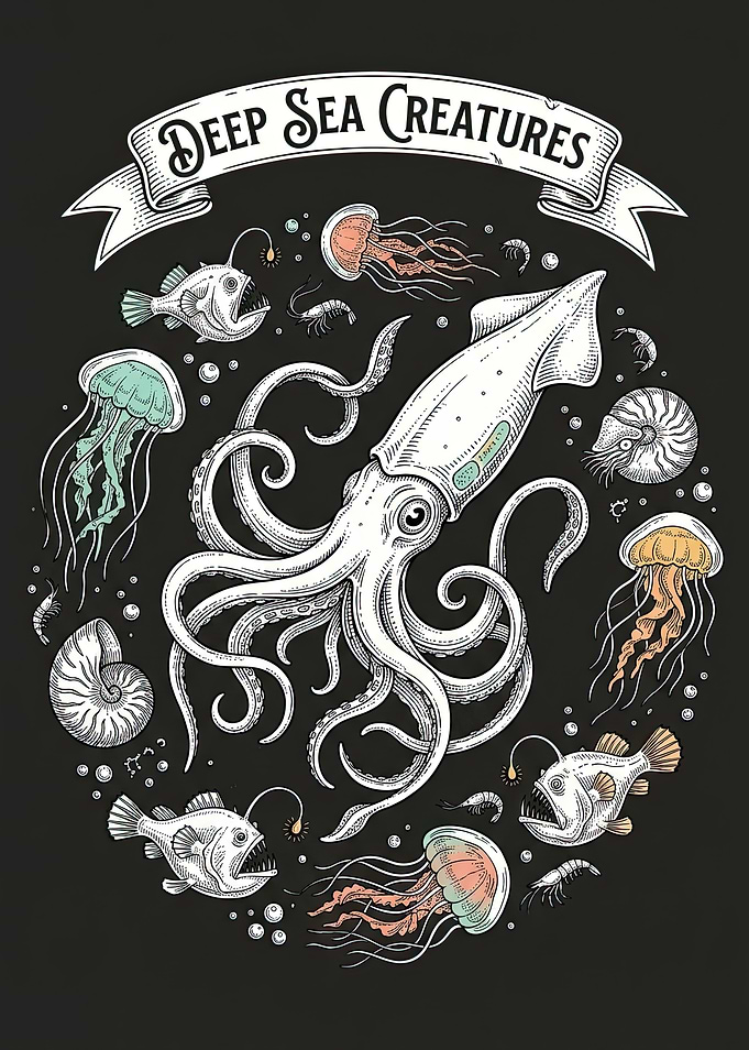 Deep Sea Creatures Illustration