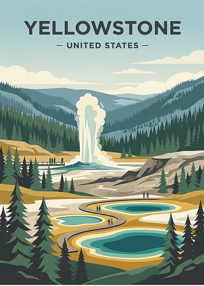 Yellowstone National Park Travel Poster