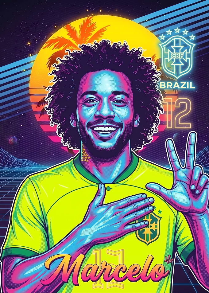 Retro Synthwave Marcelo Brazil Soccer Poster