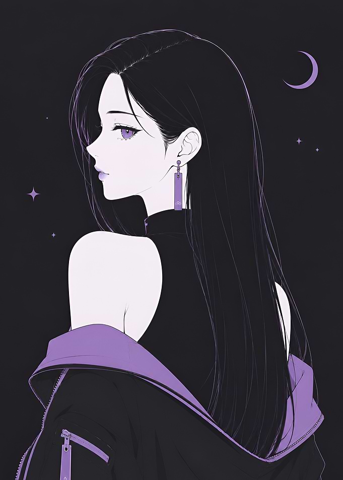 Anime Girl with Purple Accents