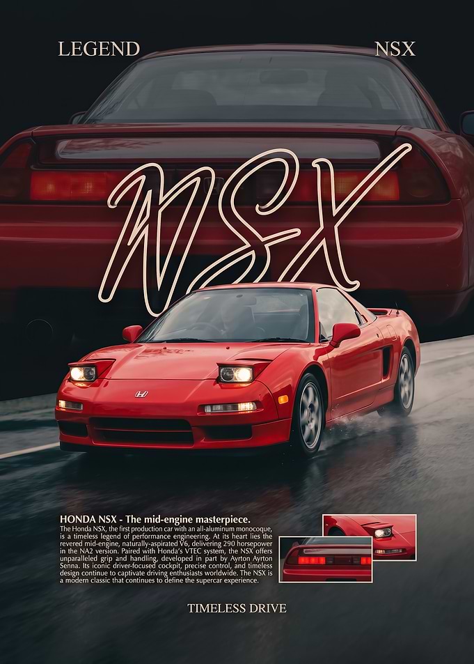 sleek fast Honda NSX Legend car Poster