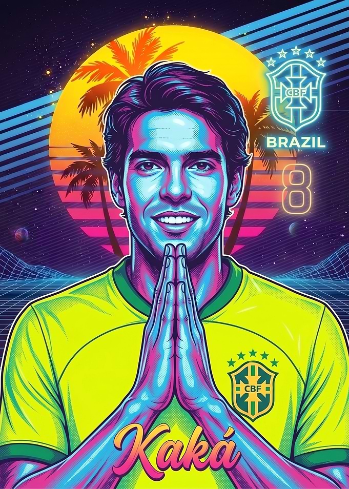 Retro Synthwave Kaka Brazil Poster