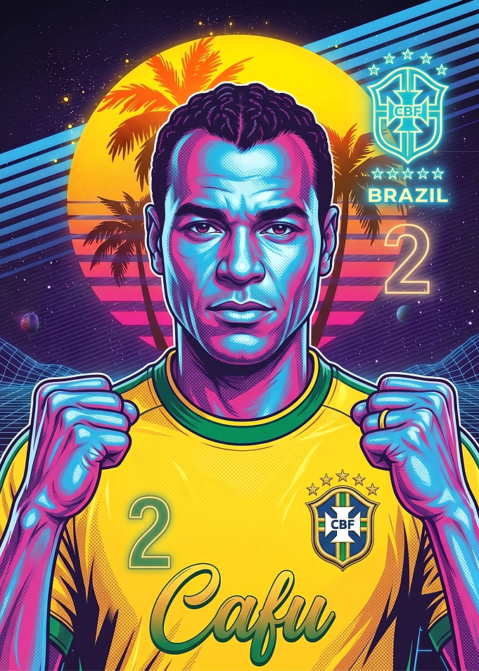 Retro Synthwave Cafu Brazil Portrait