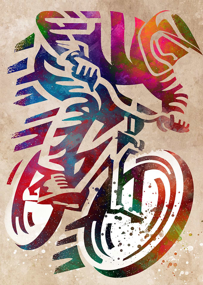 Motocross Rider Action Art