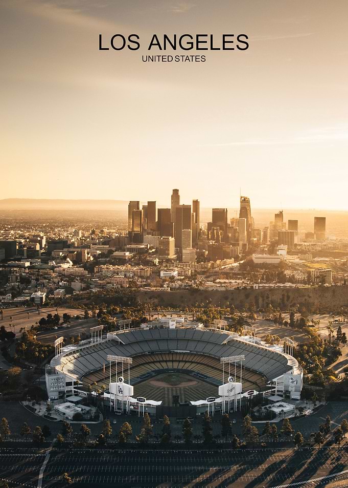 Los Angeles Dodger Stadium Skyline Poster