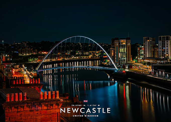 Newcastle Gateshead Millennium Bridge at Night