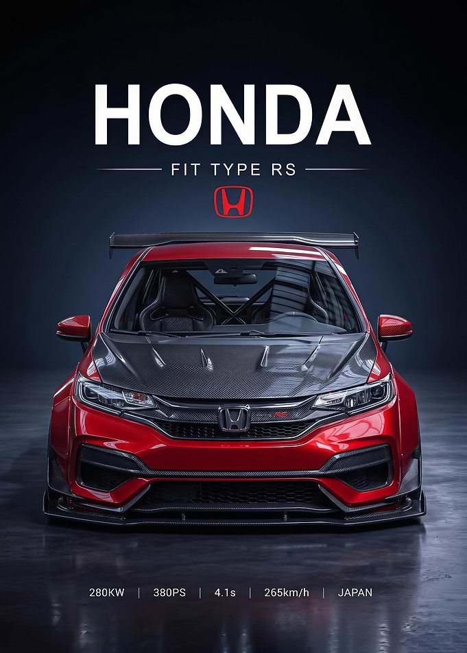 sleek Honda Fit Type RS car Poster