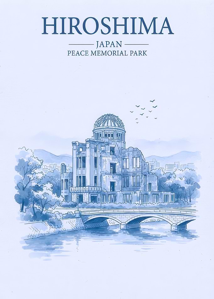 Hiroshima Peace Memorial Park Illustration