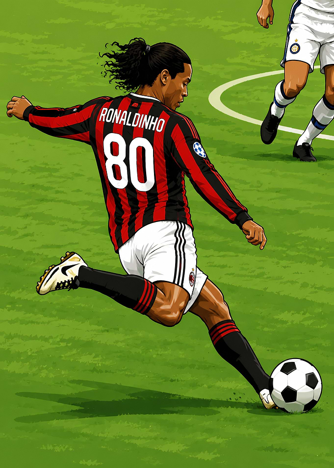 Ronaldinho AC Milan Soccer Illustration