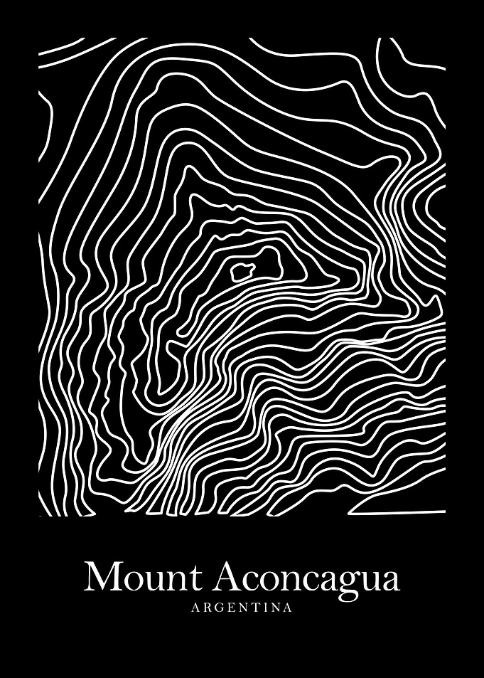 Mount Aconcagua Topographic Map Poster