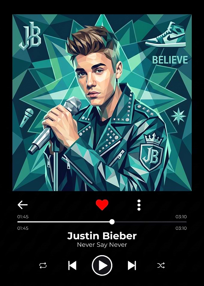 Justin Bieber Low Poly Music Art
