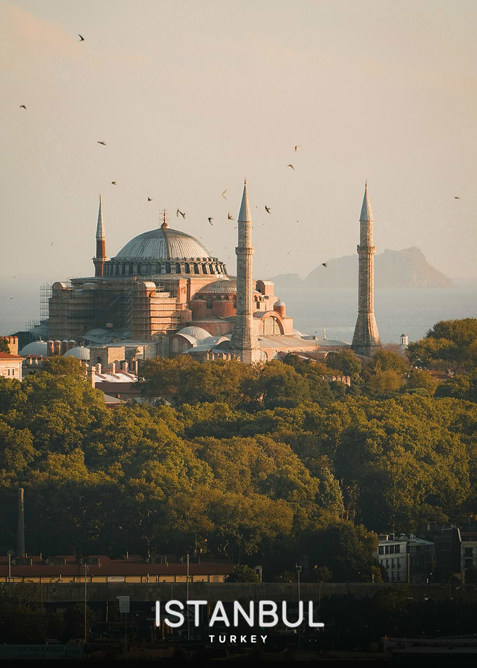 Hagia Sophia at Sunset in Istanbul