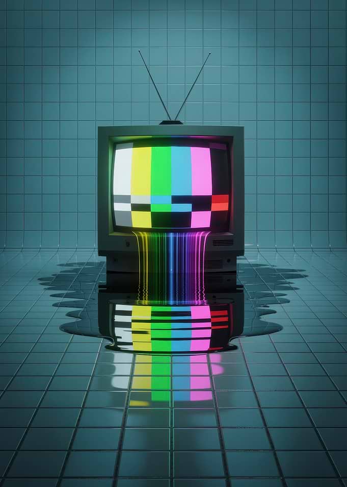 Melting Retro Television with Color Bars