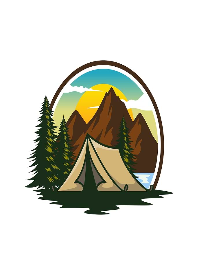 Camping Adventure Mountain Landscape Emblem
