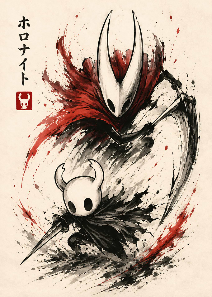 Hollow Knight Ink Style Illustration