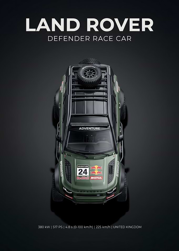 Land Rover Defender Race Car Poster
