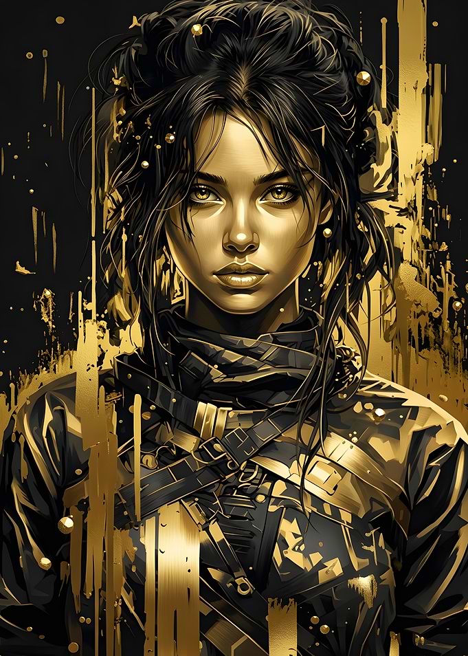 Golden Warrior Woman Portrait