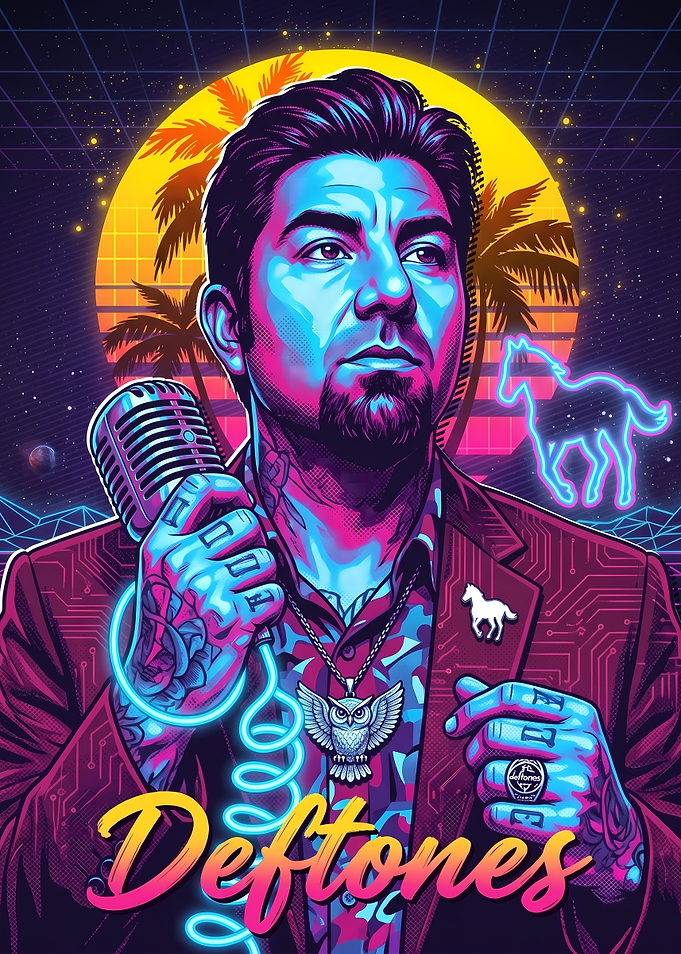 Chino Moreno Deftones Synthwave Portrait