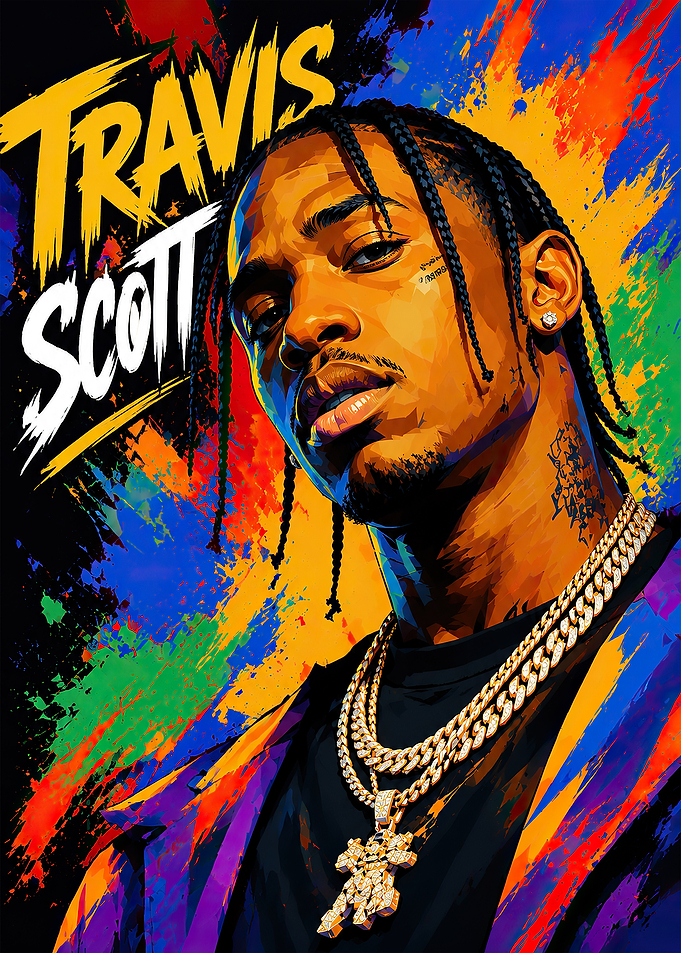 Travis Scott Vibrant Pop Art Portrait