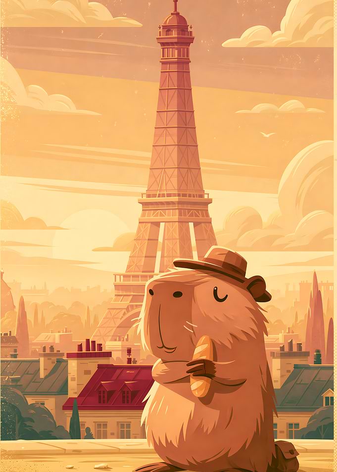 Capybara Tourist in Paris
