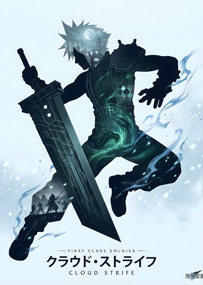 Final Fantasy VII Cloud Strife Silhouette Poster