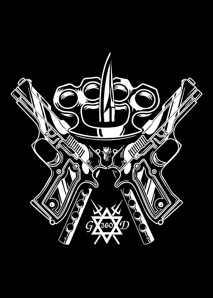 Gangster Style Weapon Emblem Design