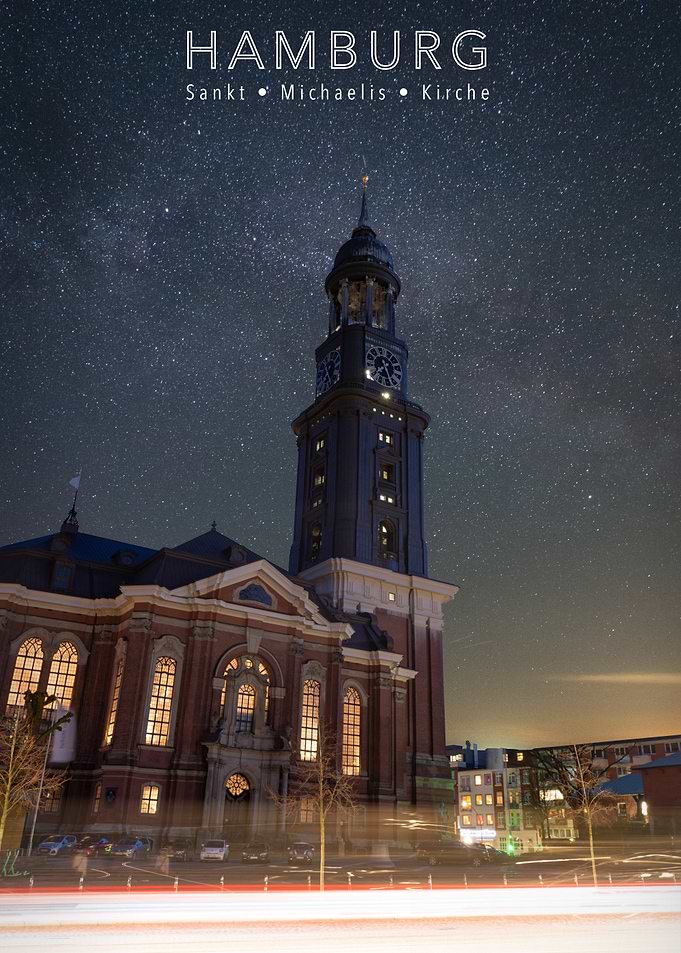 St. Michael's Church Hamburg Night Sky