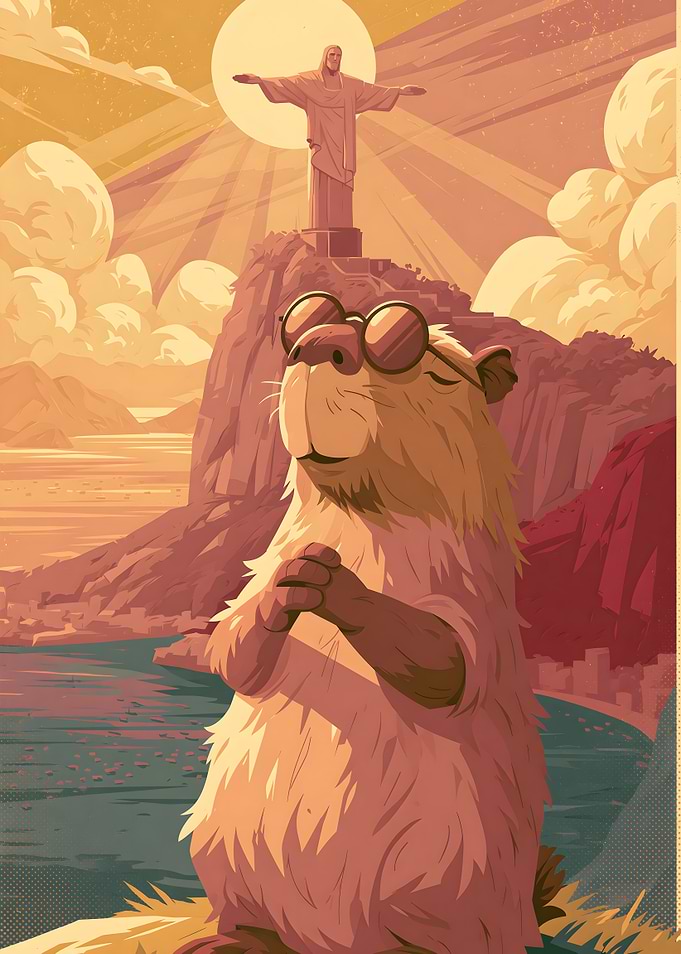 Capybara Visiting Christ the Redeemer