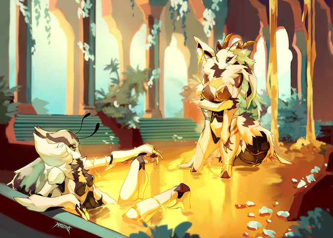 Moth girls in a royal honey bath