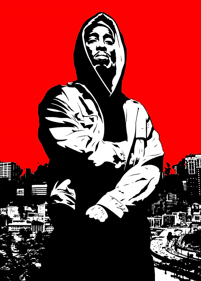 Tupac Shakur Stencil Art Portrait