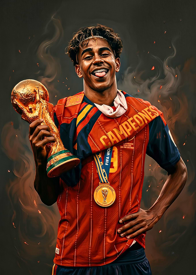 Lamine Yamal World Cup Champion Portrait