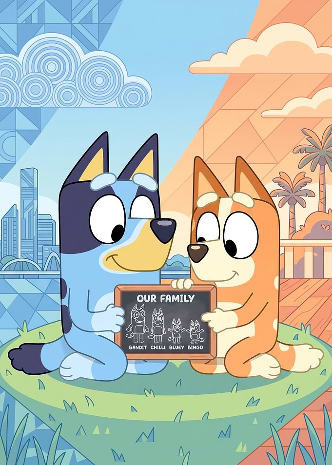 Bluey and Bingo Family Portrait