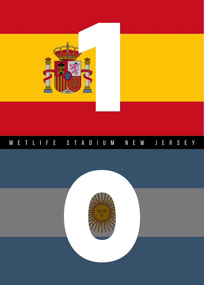 Spain vs Argentina Soccer Scoreboard Poster