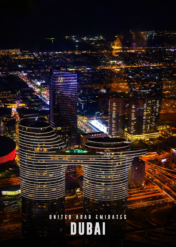 Night View of Dubai Skyline