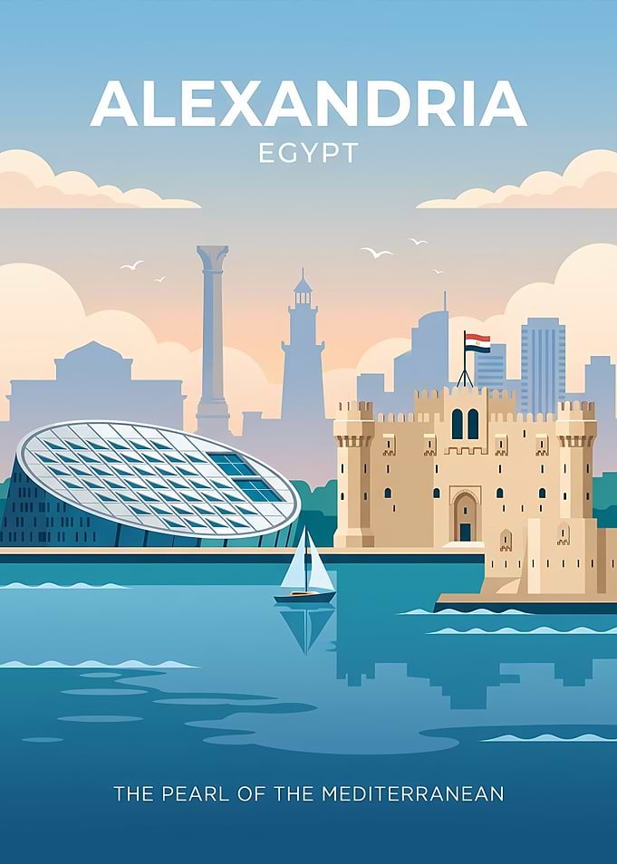 Alexandria Egypt Travel Poster