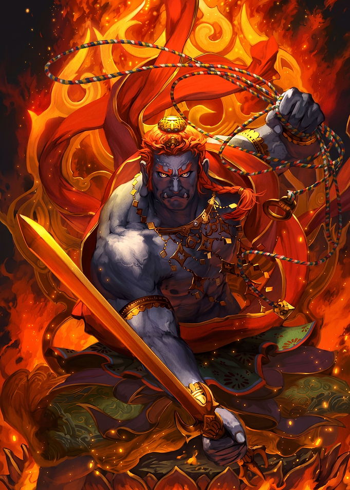 Fudo Myoo Buddhist Deity Illustration