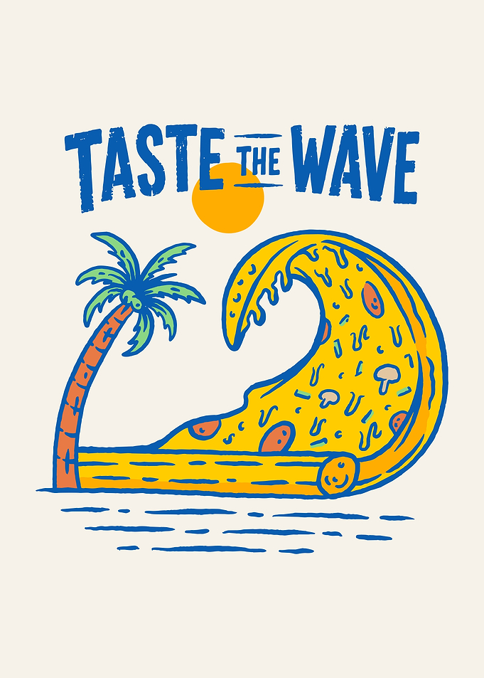 Taste the Wave Pizza Illustration