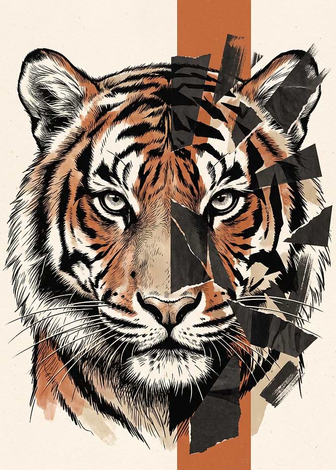 Abstract Tiger Portrait Illustration