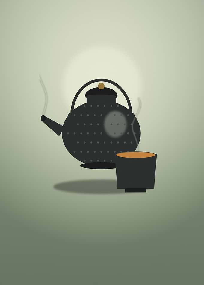 Minimalist Japanese Tea Set Illustration