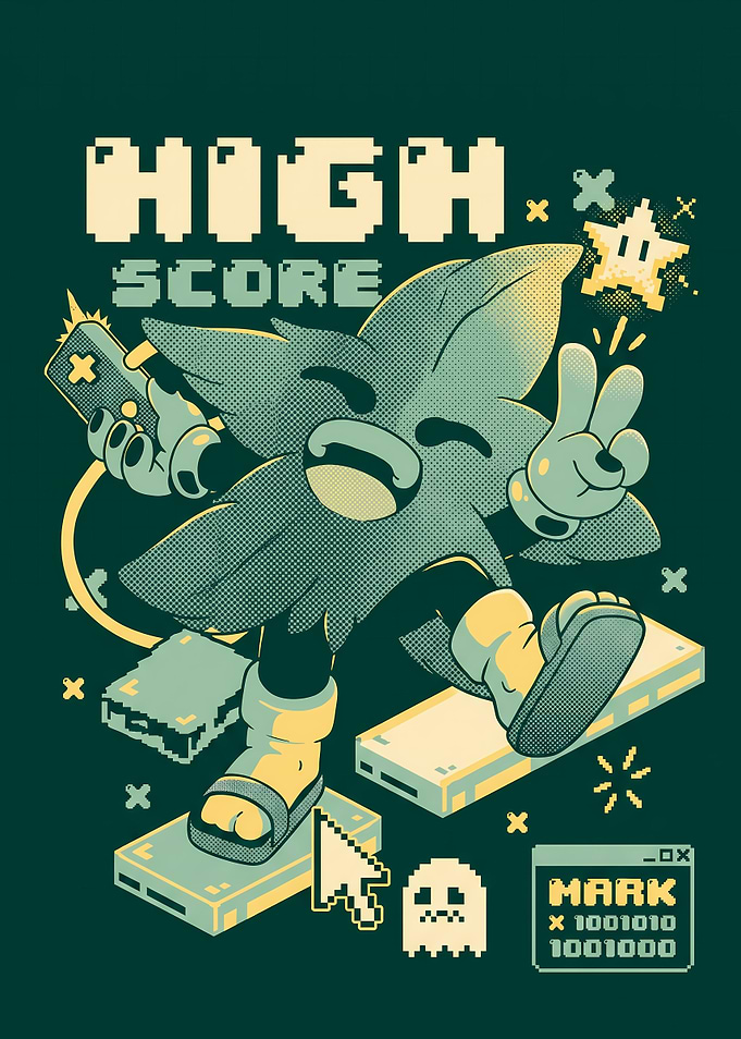 Retro Gaming High Score Character Illustration