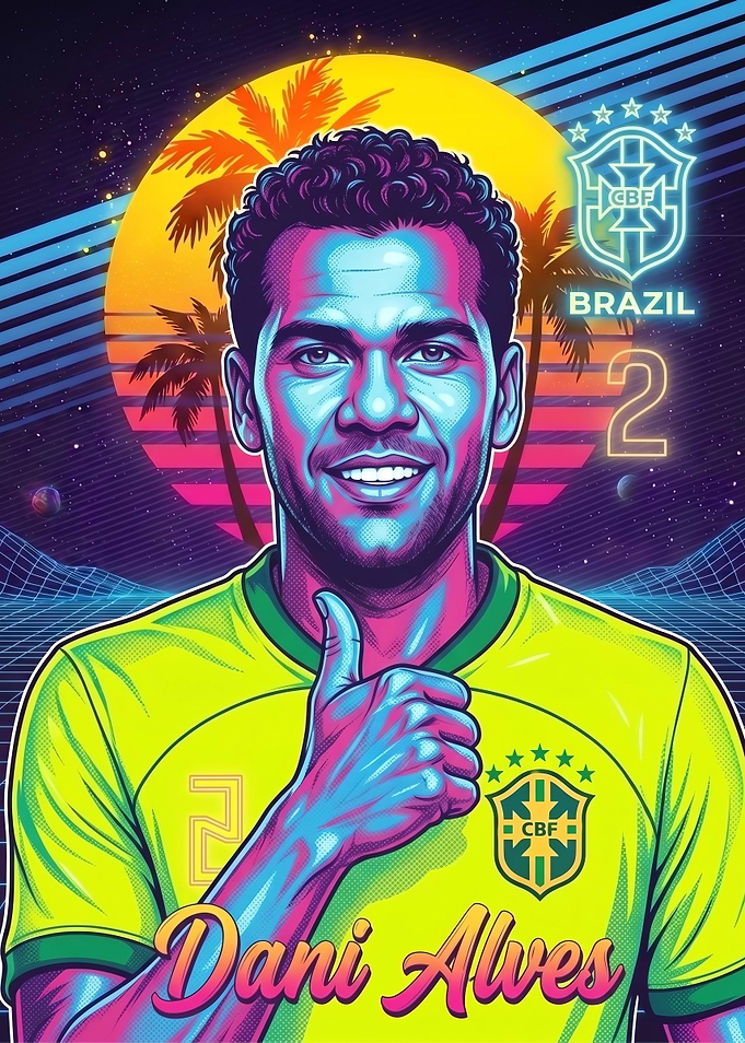 Retro Synthwave Dani Alves Portrait