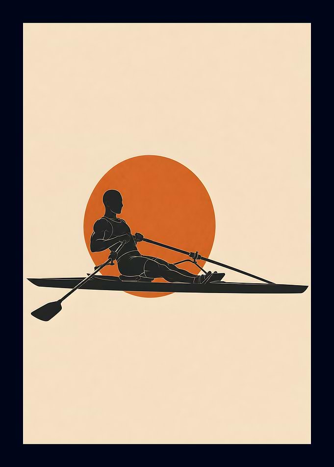 Minimalist Rowing Athlete Silhouette