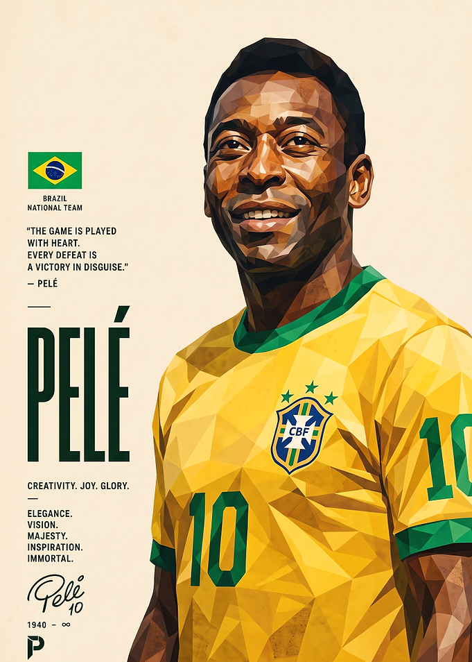 Pelé Brazil National Team Low Poly Poster