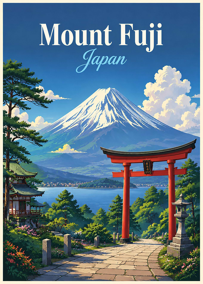 Mount Fuji Japan Travel Poster