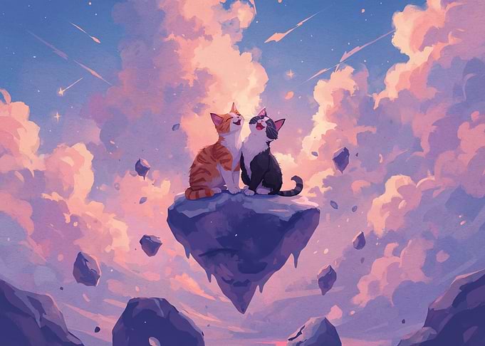 Two Cats on Floating Island