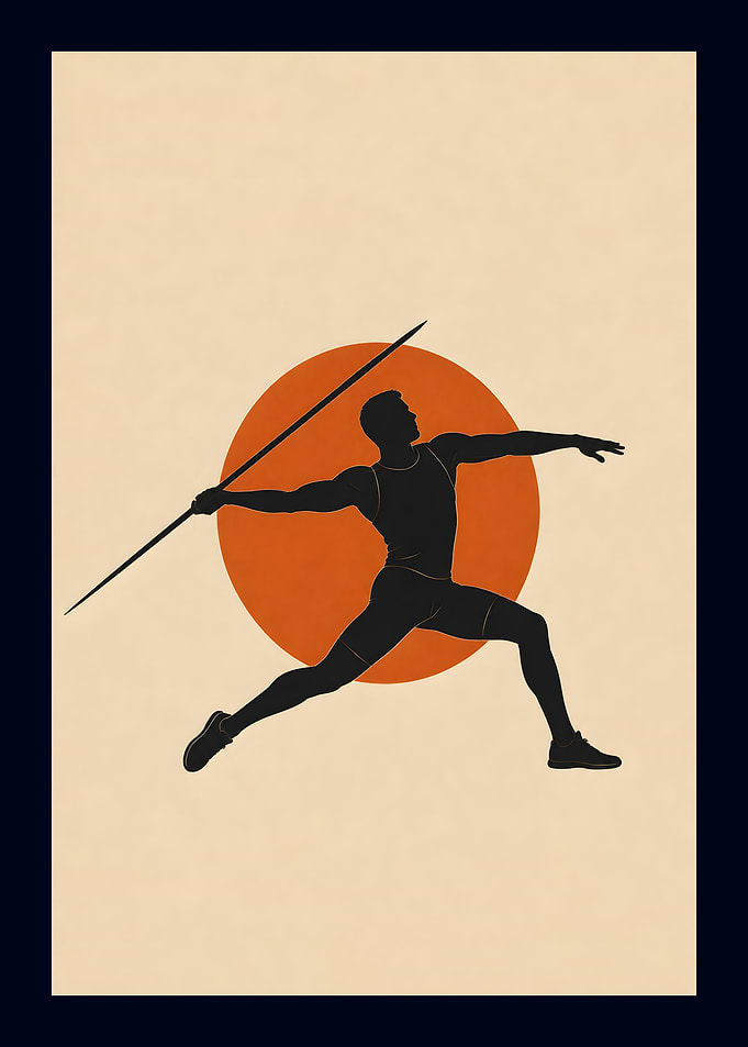 Minimalist Javelin Throw Athlete Silhouette