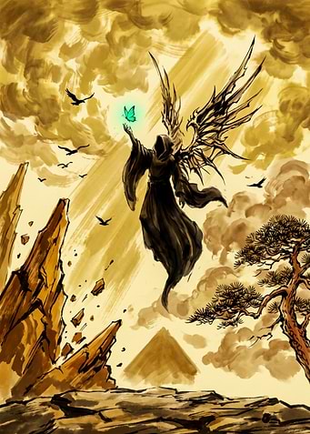 Dark Angel with Glowing Butterfly lord of the mysteries