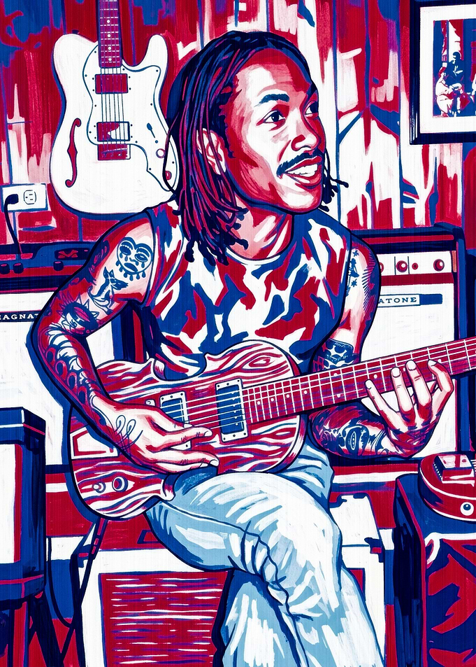 Musician Playing Guitar Pop Art Portrait