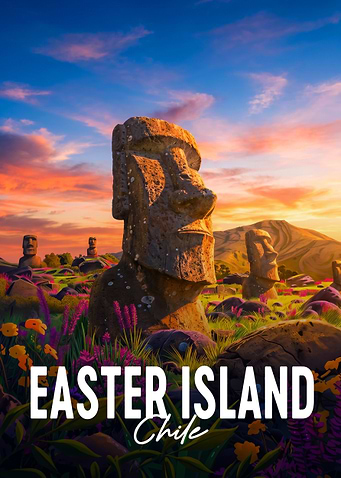 Easter Island Moai Statues Travel Poster
